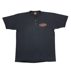 Harley Davidson Hampton Roads Newport News VA Vintage Short Sleeve Henley Men XL